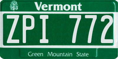 VT license plate ZPI772