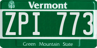 VT license plate ZPI773