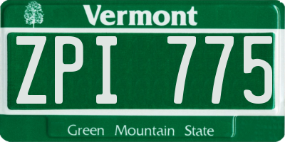 VT license plate ZPI775