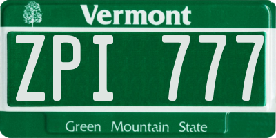 VT license plate ZPI777