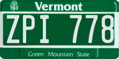 VT license plate ZPI778