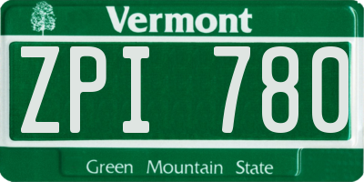 VT license plate ZPI780