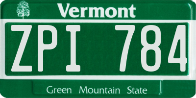 VT license plate ZPI784