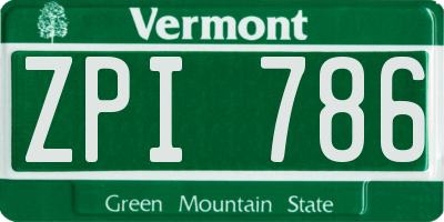 VT license plate ZPI786