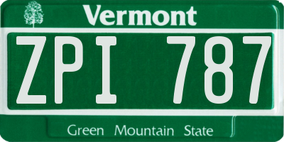 VT license plate ZPI787