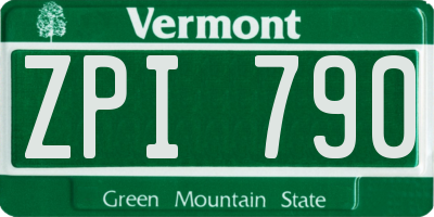 VT license plate ZPI790