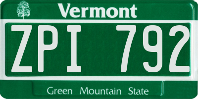 VT license plate ZPI792