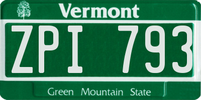VT license plate ZPI793