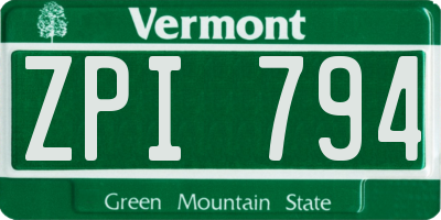 VT license plate ZPI794