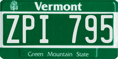 VT license plate ZPI795