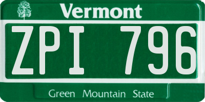 VT license plate ZPI796