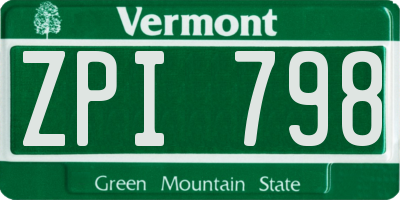 VT license plate ZPI798