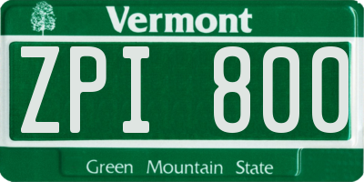 VT license plate ZPI800