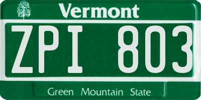 VT license plate ZPI803