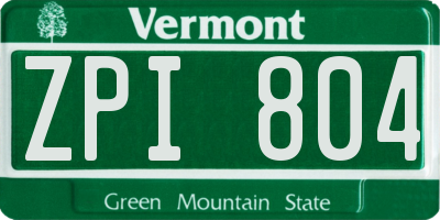 VT license plate ZPI804