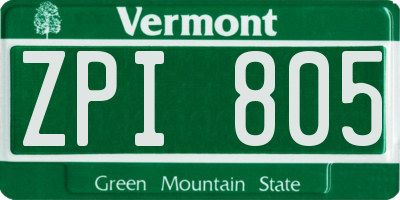 VT license plate ZPI805