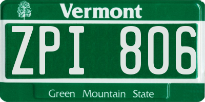 VT license plate ZPI806