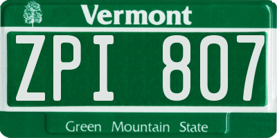 VT license plate ZPI807