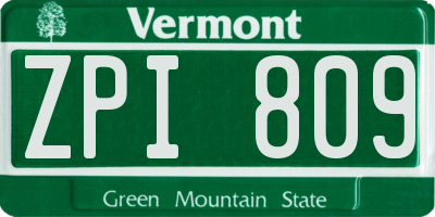 VT license plate ZPI809