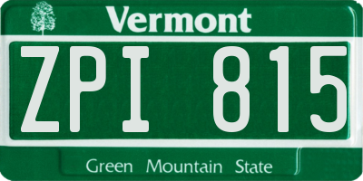 VT license plate ZPI815