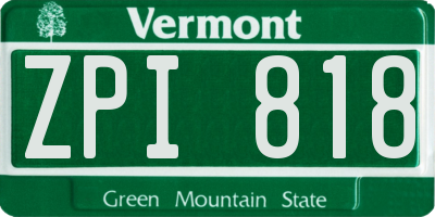 VT license plate ZPI818