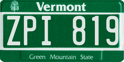 VT license plate ZPI819