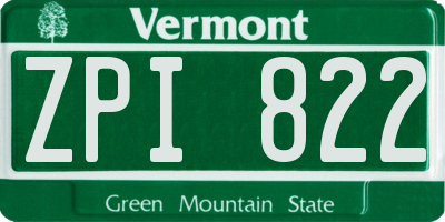 VT license plate ZPI822