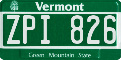 VT license plate ZPI826