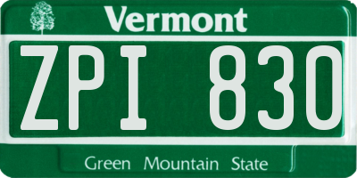 VT license plate ZPI830