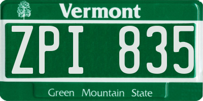 VT license plate ZPI835