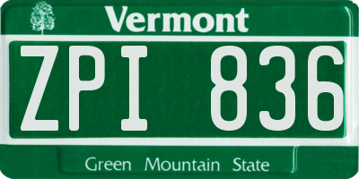 VT license plate ZPI836