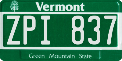 VT license plate ZPI837