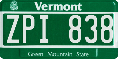 VT license plate ZPI838