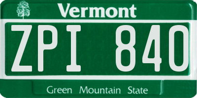 VT license plate ZPI840