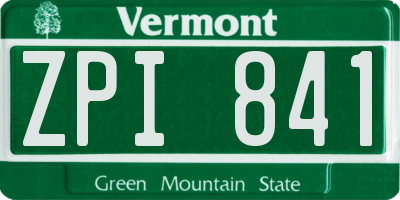 VT license plate ZPI841