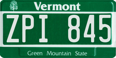 VT license plate ZPI845