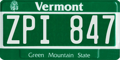 VT license plate ZPI847