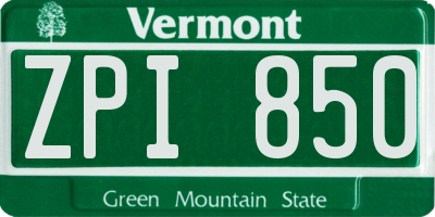 VT license plate ZPI850