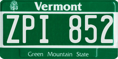 VT license plate ZPI852