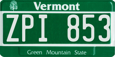 VT license plate ZPI853