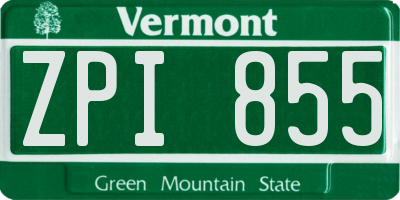 VT license plate ZPI855