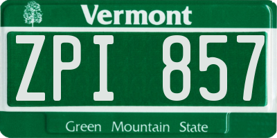 VT license plate ZPI857