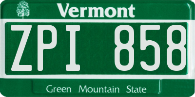 VT license plate ZPI858