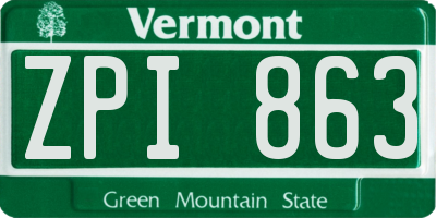 VT license plate ZPI863