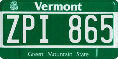 VT license plate ZPI865