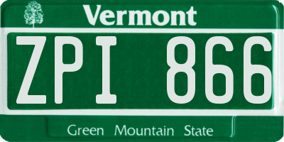 VT license plate ZPI866