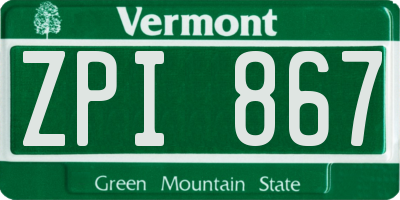 VT license plate ZPI867