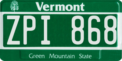 VT license plate ZPI868