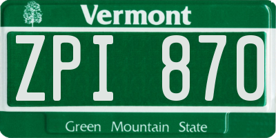 VT license plate ZPI870