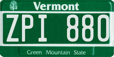 VT license plate ZPI880